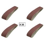 Lot de 20 bandes abrasives pour ponceuse 100x915 mm