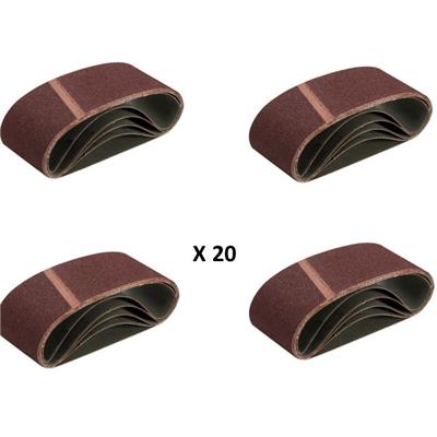 Lot de 20 bandes abrasives pour ponceuse 75x457 mm