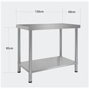 Table inox professionnelle 120 x 60 x 85 cm