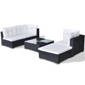 Salon de jardin en résine tressée noir Modulo