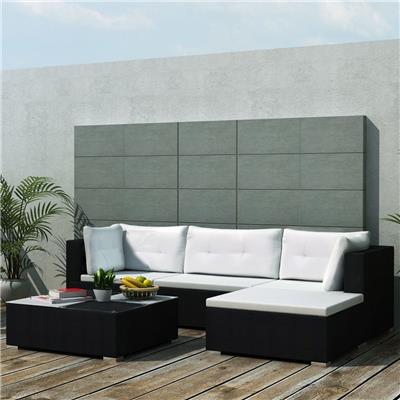 Salon de jardin en résine tressée noir Modulo