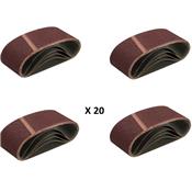 Lot de 20 bandes abrasives pour ponceuse 75x457 mm