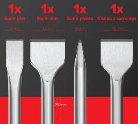 Jeu de 4 burins SDS Plus 250 mm