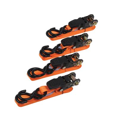Lot de 4 sangles d'arrimage 900 Kg 4m tendeur à cliquet caoutchouté