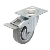 Roulette pivotante caoutchouc à frein 75 mm - 50 Kg