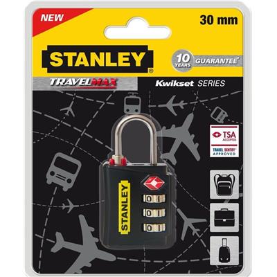 Stanley 81181393401 Cadenas à clé unique avec indicateur TSA 20 mm 2 pièces Noir/Jaune 