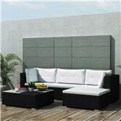 Salon de jardin en rsine tresse noir Modulo