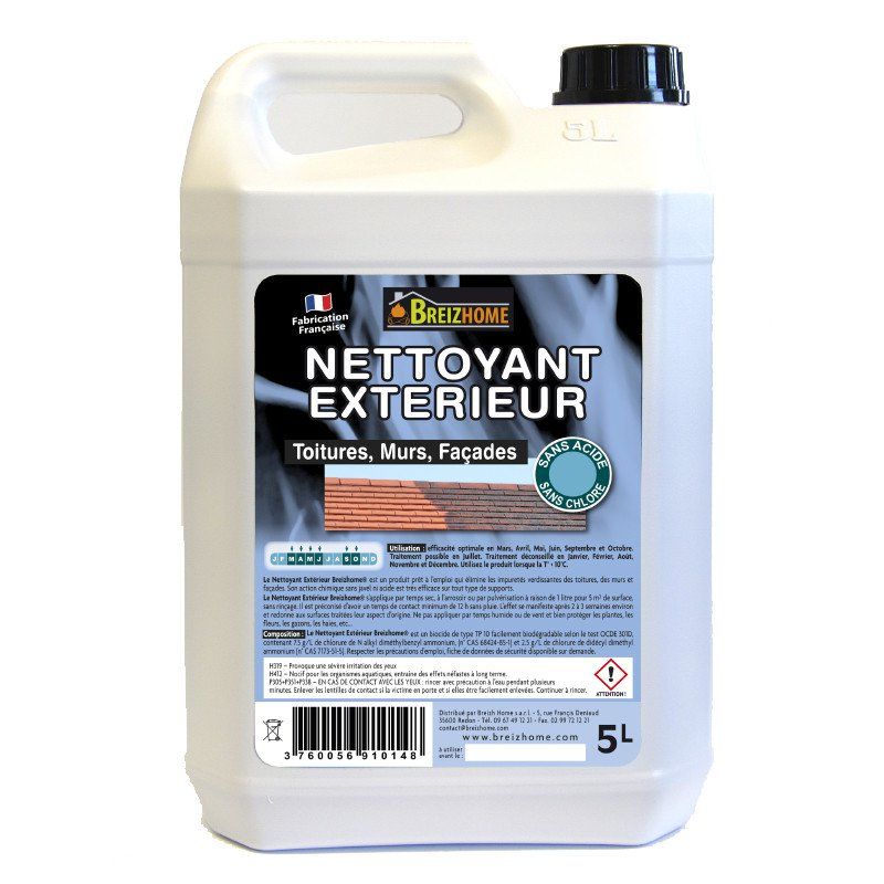 Nettoyant biodégradable pour toitures