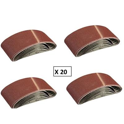 Lot de 20 bandes abrasives pour ponceuse 100x610 mm