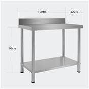Table inox professionnelle 100 x 60 x 85 cm avec dosseret