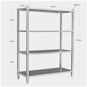 Rayonnage alimentaire inox V2A 4 tablettes