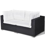 Salon de jardin en résine tressée noir Modulo