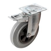 Roulette pivotante caoutchouc hautes exigences avec frein - 200mm - 2