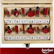 Coffret 12 fraises carbure queue de 8mm pour défonceuse