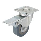 Roulette pivotante caoutchouc  frein 50 mm - 50 Kg