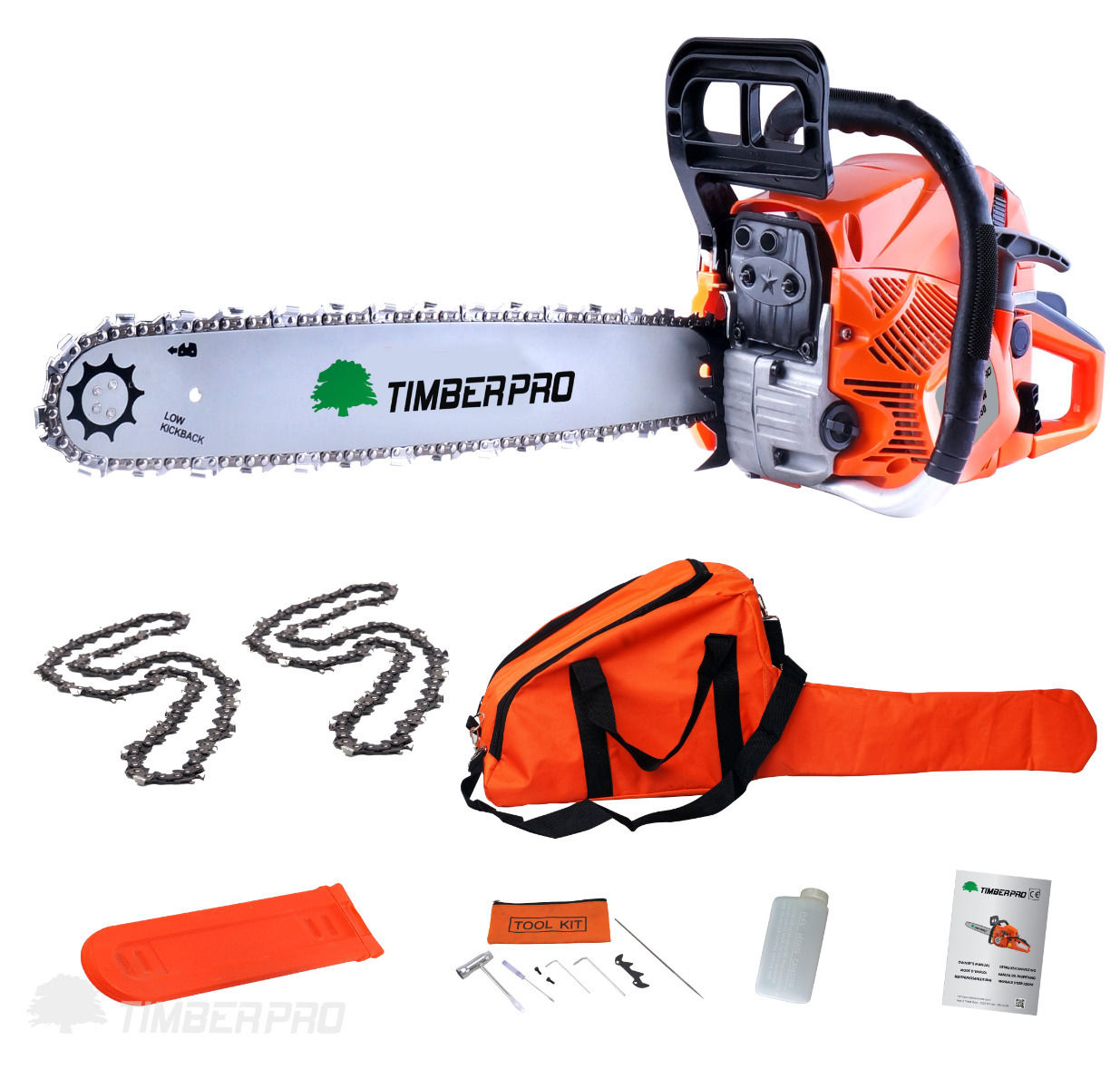 Tronconneuse thermique essence 62cm3 50cm avec sac de transport Timberpro