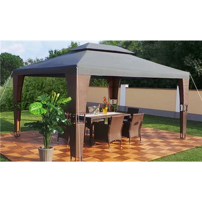 Tonnelle de jardin résine tressée marron Swing & Harmonie® 3x4 m anth